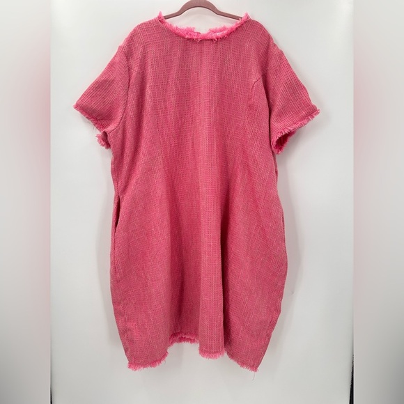 IVY CITY CO Reese Shift A-Line Dress Pink Tweed Short Sleeve Plus Size 5X - Picture 2 of 5